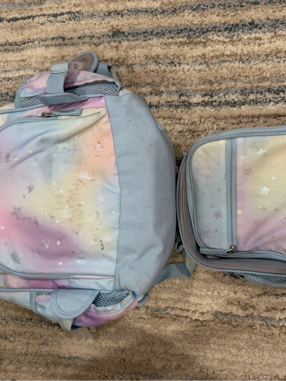 Pottery Barn Kids light blue iridescent lunchbox